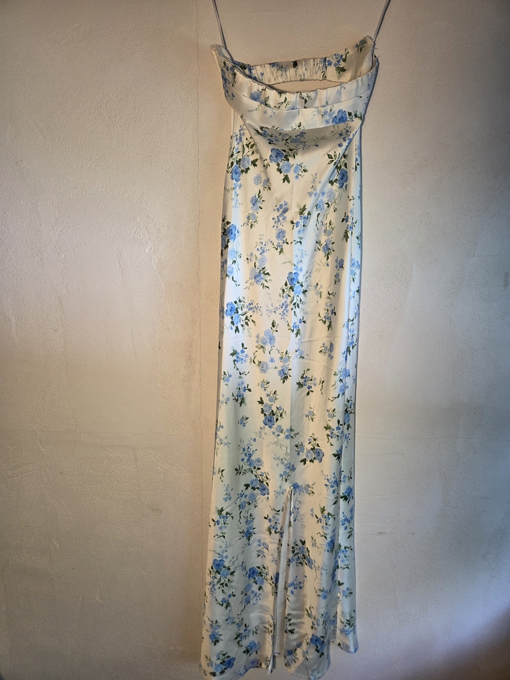 Altard State Blue Floral Satin Maxi Dress Women's S Cowl Neck Slip - Picture 3 of 8